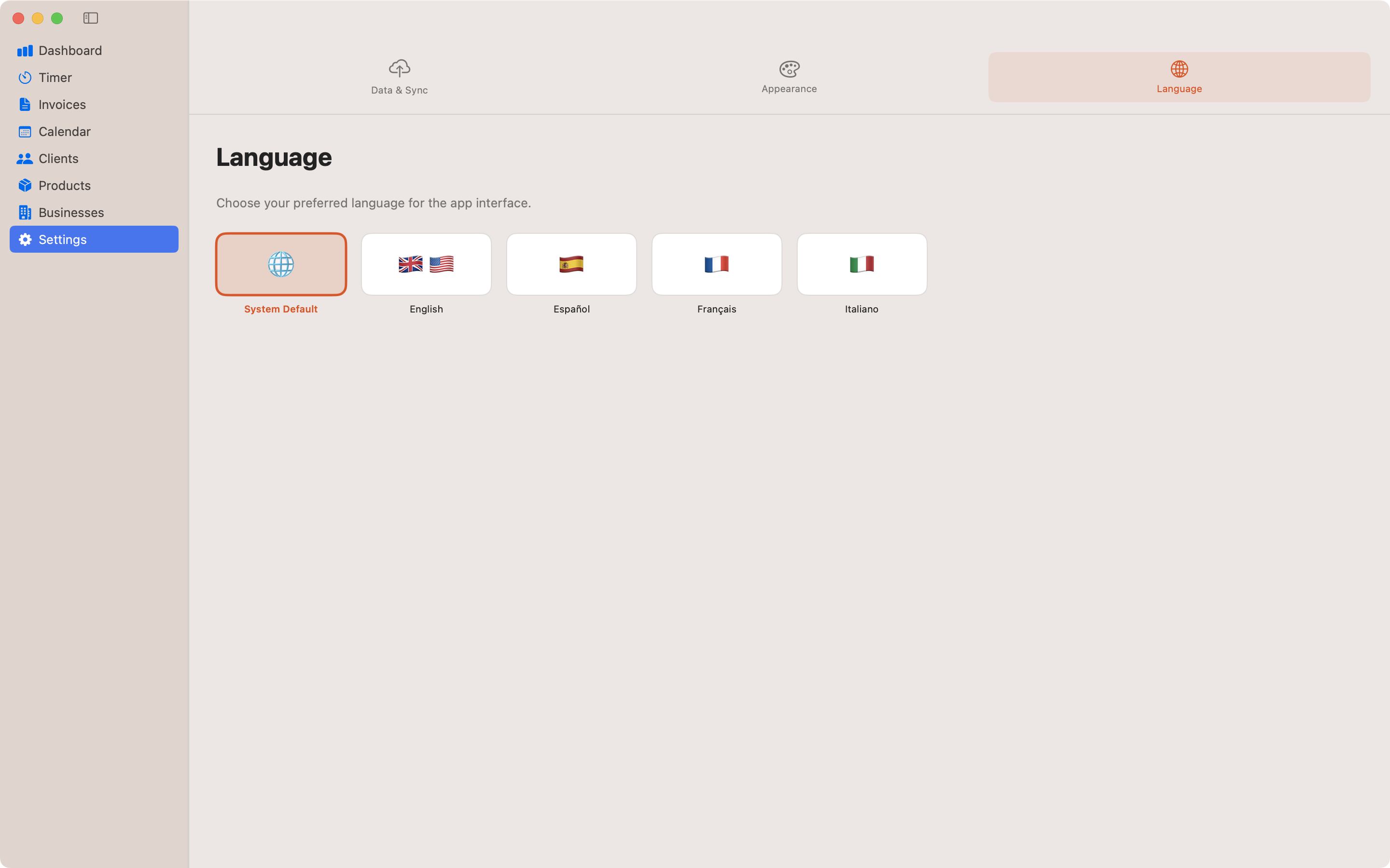 Contando Pollos multi-language invoice generation settings